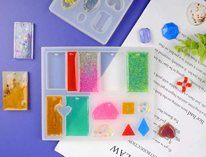 Suhome 73 Pack Resin Earring Mold Jewelry Silicone Resin Molds Making Kits Including Earring, Pendant, Bracelet, Necklace, Button Silicone Casting Molds for Beginners - color: Earring