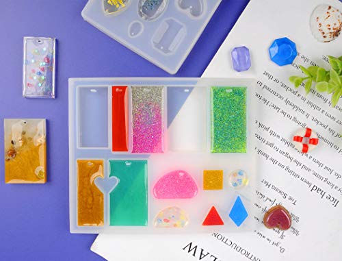 Suhome 73 Pack Resin Earring Mold Jewelry Silicone Resin Molds Making Kits Including Earring, Pendant, Bracelet, Necklace, Button Silicone Casting Molds for Beginners - color: Earring
