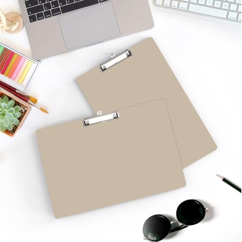 Extra Large 11x17 Clipboards, Landscape and Vertical Layout 2 Pack | Khaki Plastic Drawing Boards with Low Profile Clip. Suitable for Watercolor, Sketching, Painting. Art & Drafting Supply - color: Khaki
