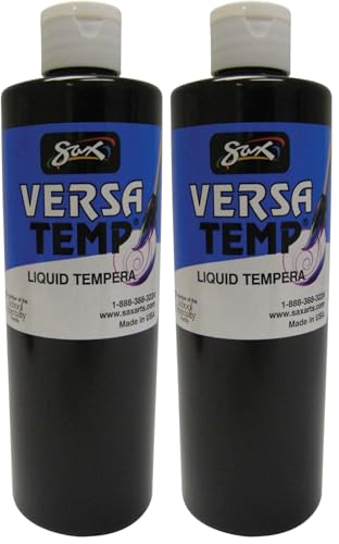Sax Versatemp Heavy-Bodied Tempera Paint, Black, 1 Pint - 1440686, 16 Fl Oz (Pack of 2) - size: 16 Fl Oz (Pack of 2)