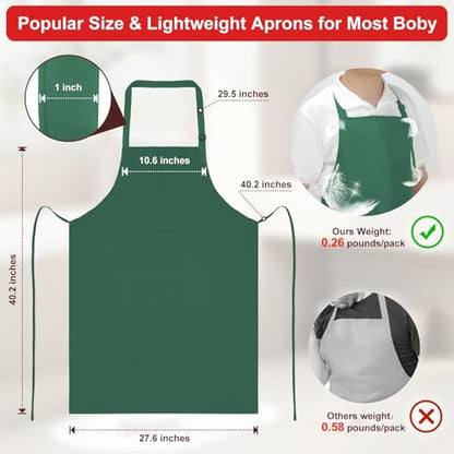 SHEOMERN Aprons for Men Kitchen Cooking – Waterproof & Oil Proof 3-Layer Long Pocket-Free Chef Apron for Grilling BBQ Baking – Gift for Men - color: Darkgreen