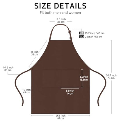 4 Packs Chef Apron, Waterproof Apron, Adjustable Aprons with 2 Pockets for Men Women, Professional Aprons for Kitchen Cooking Gardening Painting Baking Restaurant (Coffee) - color: Coffee