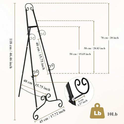 Black Easel Stand for Sign, Adjustable Display Easel Stand with Chain, Wedding Poster Stand, Perfect for Displaying Photos, Artwork, Picture Frames etc - color: Black