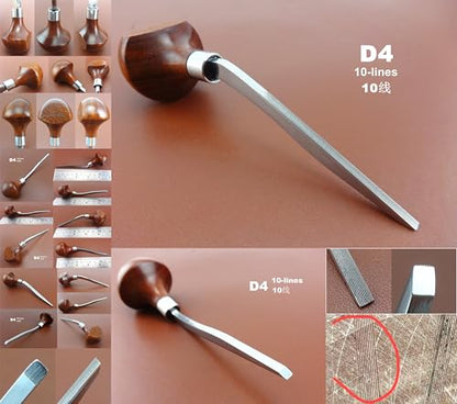 1pc D4 10-lines Printmaking Print Copperplate Woodcut Resin Board Engrave Etching Carving Palm Grip Push Out Multiple Line Gravers Scorpers Burins Knife Tools