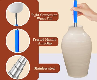 Telescoping Sponge Stick for Pottery, 27 Inches Long Pottery Sponges, Pottery Tool for Removing Excess Water from Tall and Narrow Pottery, 3 Pack