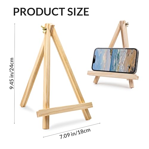 12 Pack 9 Inch Wooden Easel Stand for Painting, Tabletop Art Craft Easels for Canvas, Poster Board, Sign & Frame Display, Small Canvas Stand for Painting, Ideal for Art Party & Adult Artist - FUNLAVIE
