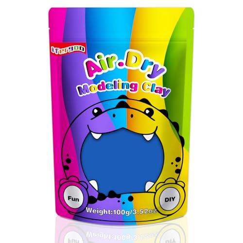 ifergoo Blue Air Dry Clay, DIY Creative Modeling Clay for Kids, Super Light Magic Foam Clay for Kids Age 3-12, Soft, No-Sticky & Non-Toxic, Molding Clay for School Art & Craft Project(Blue 100g/3.5oz) - color: Blue/100g
