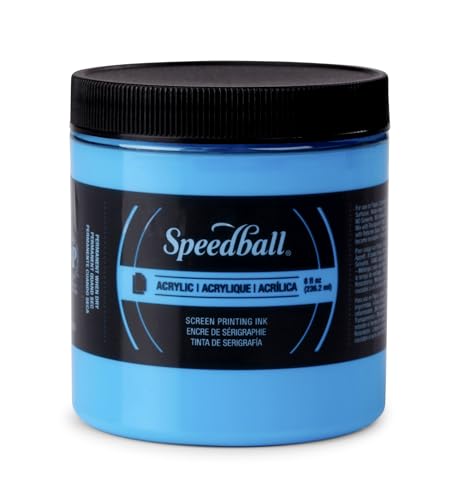 Speedball 046218 Acrylic Screen Printing Ink, 8 fl. oz., Fluorescent Blue - color: Fluorescent Blue