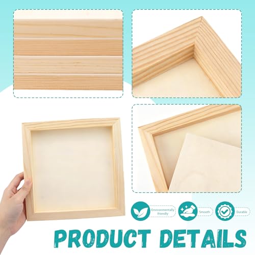 6 Pack 8 x 8 Inch Wood Panel Boards, Unfinished Wooden Canvas Panels Boards for Painting, Drawing, Canvas. DIY Crafts Projects, Arts Use with Oils, Acrylics