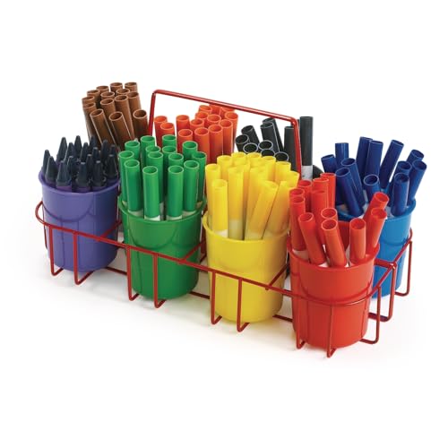 Colorations Marker Caddy & Stand, Art Supplies, Wire Marker Organizer, Portable Organzier, Holds Crayons, Pencils, Paint Brushes, Collage Items, Scrapbook Supplies, Art Caddy - color: Primary