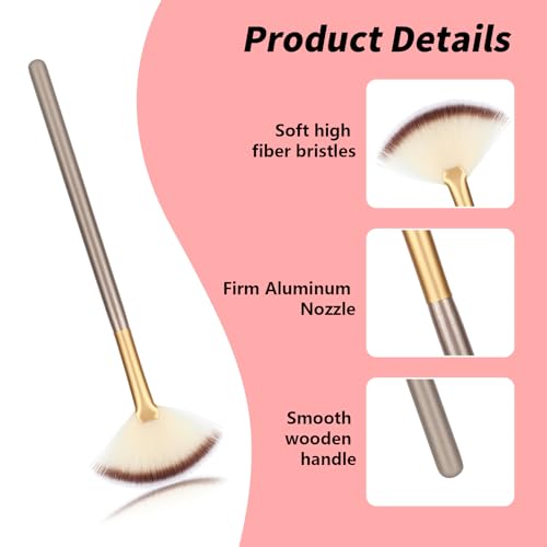 3Pcs Slim Soft Fan Brush, Fan Shape Makeup Brushes for Highlighter, Fluffy Packing Brush Facial Brushes Applicator for Esthetician Cosmetic Mud Cream Glycolic Peel Masques(3Pcs)