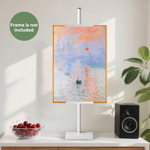 Rofio Adjustable Tabletop Easel Stand, Picture Easels for Display up to 28.5 Inches, Heavy Duty Metal Picture Frame Holder for Artwork, Signs & Certificates Display Stand(White) - color: White