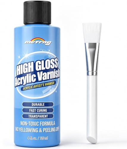 Clear Acrylic Paint Sealer, High Gloss Varnish for Acrylic Painting & Art Craft, Non-Yellow Clear Coat for Clay, Wood, Glass, Metal, Plastic, Protect Boost Gloss Finish on Canvas, Rock Painting, Model - color: Gloss