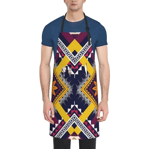 KKdskkds Tribal Boho Geometric Multi-Purpose Adjustable Waterproof Apron With Pocket For Men Women - color: Tribal Boho Geometric