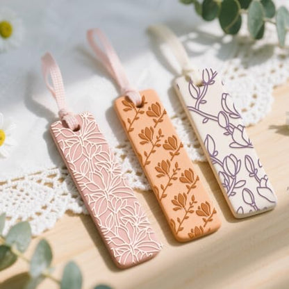 4 Sheets Magnolias Flowers Pattern Polymer Clay Texture Sheet Plants Pattern Rubber Clay Texture Mat for Polymer Clay Making Earrings Jewelry DIY Crafts 4 × 2.5 Inch - style: Magnolias Flowers