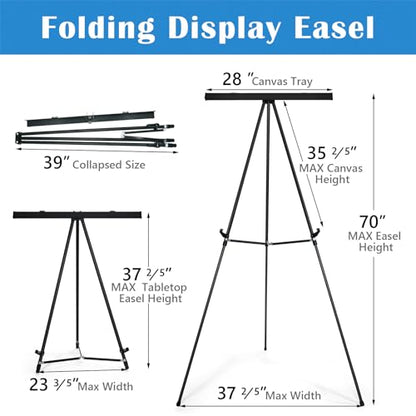 Falling in Art Extra Large 70" High Flip Chart Tripod Display Easel, Black Heavy Duty Aluminum Presentation Stand, Showroom Display Stand for Signs, Paintings, and Posters - style: 70'' Black 1-Pack