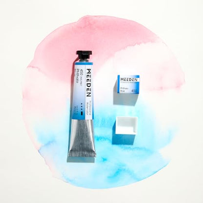 MEEDEN Professional Artist Watercolor Paint: Mid Yellow - 15ml/0.5oz Water Color Tube, Semi-Moist Pigment Half Pan and Empty Matching Half Pan for Artists Pros - color: Mid Yellow