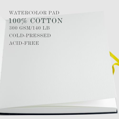 CuppaClip Watercolor Paper Pad Cover Illustration Pure Cotton Pulp Cold Press 300GSM Acid-Free Hardback Watercolor Book (Navy Blue) - color: Navy blue