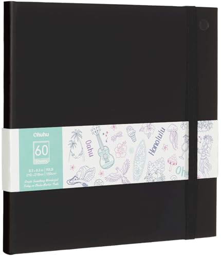 Bundle Included: Ohuhu 9x12 Glue Bound Bleedproof Marker Pad + 8.3x8.3 Hardcover Bleedproof Marker Pad