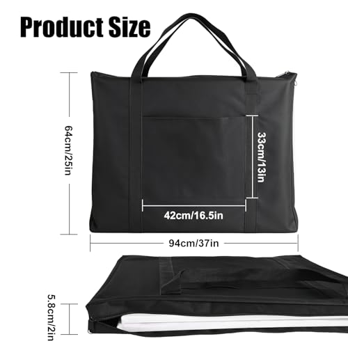 Ostlttyn Art Portfolio Case, Waterproof 24x36 Inch Large Art Portfolio Bag with Shoulder Strap for Artwork, Poster, Sketching, and Drawing, Black - size: 24 x 36 inches