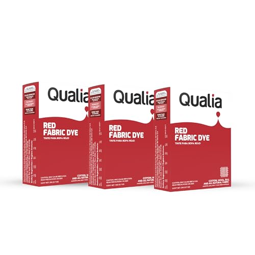 Qualia All Purpose Powder Fabric Dye, Easy to Use Dye for Natural Fabrics: Cotton, Wool, Silk, Wood, & Linen, Ultra Concentrated Colors, Red, 3 Pack - color: Red, size: 3