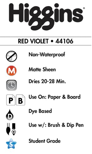 Higgins Dye-Based Drawing Ink, Red Violet, 1 Oz Bottle (44106) - color: Red Violet