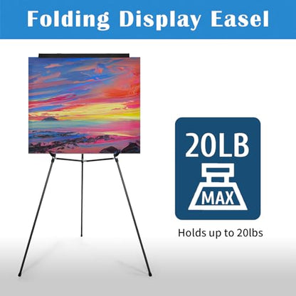 Falling in Art Aluminum Flip Chart Display Easel Stand with Adjustable Floor for Boardroom, Whiteboard, Paper Pads, Signage, 63 1/2'' High, Black 10 Pack - style: Black 10-Pack