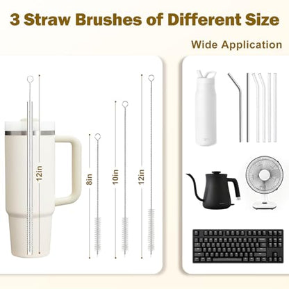 XYFuuee 5 Pack Dish Bottle Brush Set with 5-in-1 Cup Cleaning Brush, Dish Scrub Long Handle Brush with Scraper Tip, 3 Straw Cleaner Brushes for Stanley, Washing Kitchen Sink Pot Pan Water Bottle Stove - color: Green
