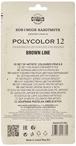 KOH-I-NOOR Polycolor Brown Line Artist's Coloured Pencils (Set of 12)
