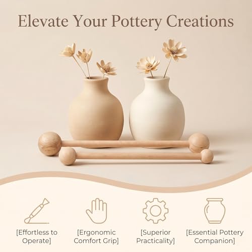 2 Pcs Wooden Throwing Stick for Pottery Shaping, Ceramic Throwing Tool Pottery Throwing-Tools Clay Hand Building Tools Trimming Tool for Pottery-Making