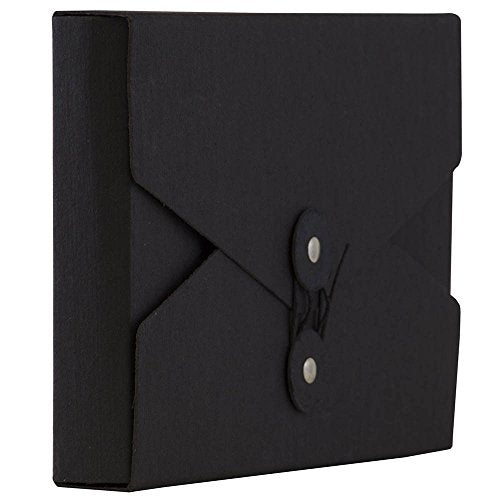 JAM PAPER Kraft Portfolio with Button and String Tie Closure - Video Size - 5 1/2 x 8 1/2 x 1 - Black Recycled - Sold Individually - color: Black Recycled, size: Video Size (5 1/2" x 8 1/2" x 1")