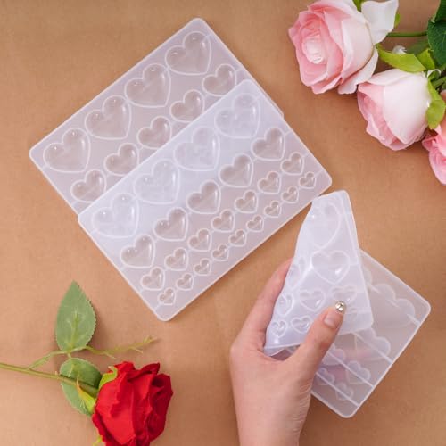 HOVEOX 3 Pieces Heart Shape Resin Molds Resin Heart Molds Heart Shape Resin Molds Silicone for Heart Resin Molds Craft (3)