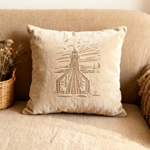 TIAMECH A4 Reusable Coast Lighthouse Stencil for Painting | Beach Seaside Boardwalk Layering Template, DIY Wall Art, Wood Furniture, Scrapbook & Crafts (8.3x11.7inch) - style: Lighthouse Boardwalk