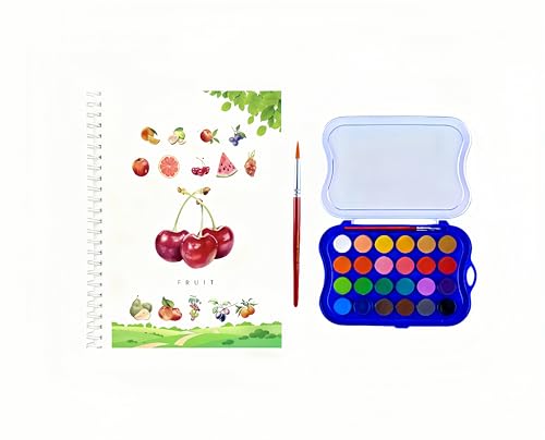 Watercolor Workbook, Water Paint Adult Set, Easy Coloring Book for Adults, Beautiful Paintings for Beginners (Fruit - Album) (Fruit - 24 Colors) - color: Fruit -24 colors