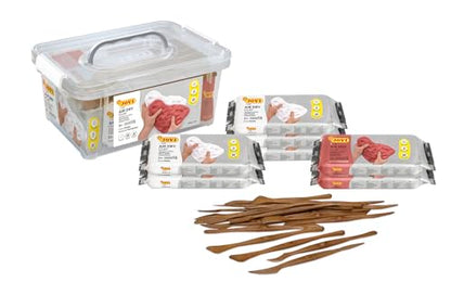 Jovi - Air Dry Clay Set, 5 White and 2 Terracotta 1.1 lb Bars + 20 Tools | Total 7.7 lb Clay + Plastic Container, Easy to Store and Carry, Pottery Supplies
