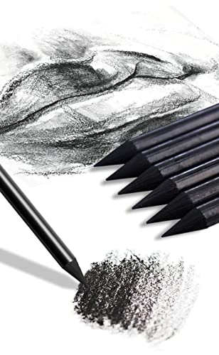 Artist Charcoal Sticks 24 PCS Professional Manga Sketch Drawing Charcoal Pencil Black/Pencil drawing sketch pencil without wood (Whole Lead Core 4B)