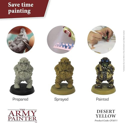 The Army Painter Color Primer, Desert Yellow, 400 ml, 13.5 oz - Acrylic Spray Undercoat for Miniature Painting - color: Desert Yellow