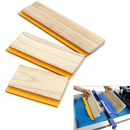 INTBUYING Screen Printing Squeegee Wooden Ink Scraper Kit 75 Durometer 4 inches Wide