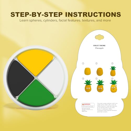 Air Dry Clay Kit - Fruit Theme, Modeling Clay for Kids, DIY Magic Clay with Sculpting Tools and Tutorials, 12 Boxes Molding Clay, Ultra Light, Soft & Non-Sticky, Arts and Crafts Gift for Kids - color: Fruit Theme