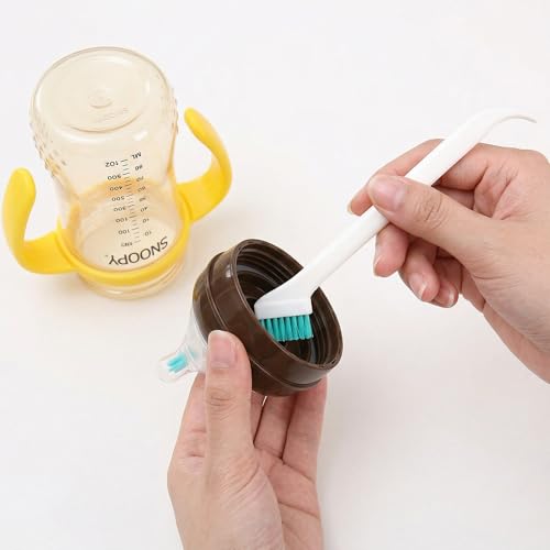 Baby Bottle Brush, 2Pcs Bottle Cleaner Brush Set Right Angled Scraper Washer Tool for Newborn Nipple Cap Milk Cup Lid and Narrow Grooves Deep Cleaning Small Infant Feeding Accessory