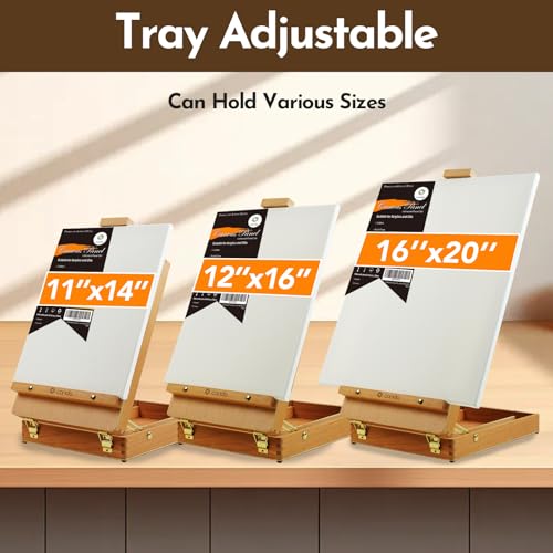 CONDA Premium Wooden Sketch Box Easel - Adjustable Tabletop Art Easel for Painting, Drawing & Sketching, Solid Beech Wood Design with Art Supply Storage, Ideal for Artists, Students & Beginners - style: Sketch Box