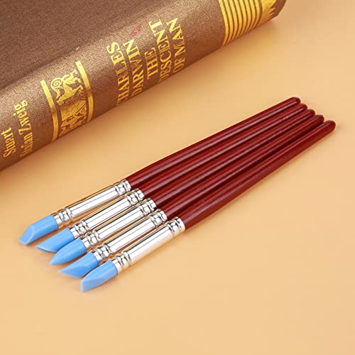 YUYTE Hand Building Tools [2024 Model 5pcs Rubber Tip Paint for Clay Sculpture Pottery DIY – Silicone Carving Tool for Shaping – Ideal for Artists, 17.5cm/6.1in Length