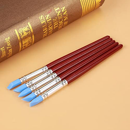 YUYTE Hand Building Tools [2024 Model 5pcs Rubber Tip Paint for Clay Sculpture Pottery DIY – Silicone Carving Tool for Shaping – Ideal for Artists, 17.5cm/6.1in Length