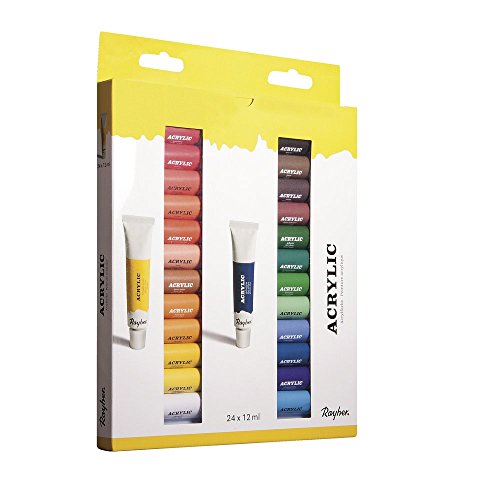 Rayher 38926000 Set of 24 Artists Quality Acrylic Paints, 12 ml Colour Tubes for Painting in 24 Assorted Colours - style: Acrylic paints