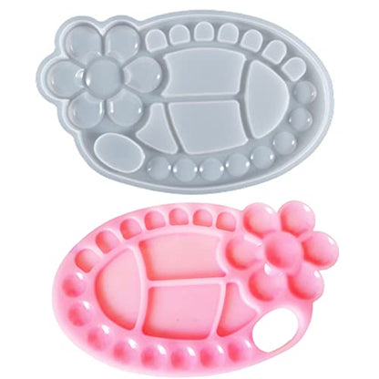 Painting Palette Silicone Resin Mold Oval Flower Shaped Epoxy Silicone Casting Molds Artist Paint Color Mixing Tray Palette for Art Kids Gift, 26 Wells 3D DIY Making Handmade Crafts