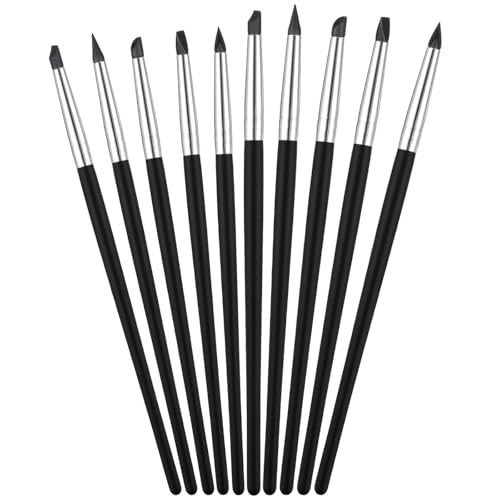 10 Pcs Silicone Sculpting Tools, Flexible Silicone Clay Tools for Handicraft Pottery Artwork Shaping & Carving DIY (Black)