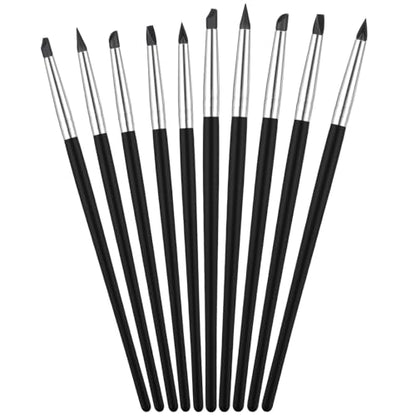 10 Pcs Silicone Sculpting Tools, Flexible Silicone Clay Tools for Handicraft Pottery Artwork Shaping & Carving DIY (Black)