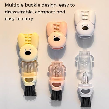 3PCS Cup Lid Cleaning Brush, 3 in 1 Cup Lid Gap Cleaning Brush Set, Bottle Cleaning Brush for Tight Spaces Multifunctional Portable Cup Lid Cleaner Home Kitchen Cleaning Tools (Rabbit) - color: Rabbit