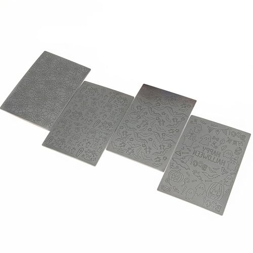 Halloween Polymer Clay Texture Sheets for Earring Jewerly Making,Spider Web Ghost Bat Texture Mat for Polymer Clay Projects Polymer Clay Earrings Tools，4pcs/Pack