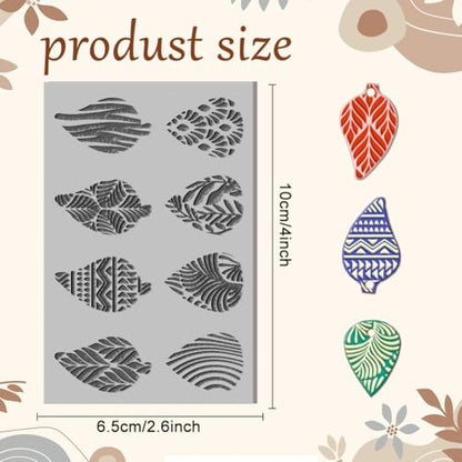 CHGCRAFT Artistic Leaves Clay Texture Mat Bohemian Polymer Clay Molds Abstract Pattern DIY Clay Texture Tools for Clay Pottery Earring Jewelry Making Stamp Engraving Machines, Leaf, 3.9x2.6inch - style: Artistic Leaves